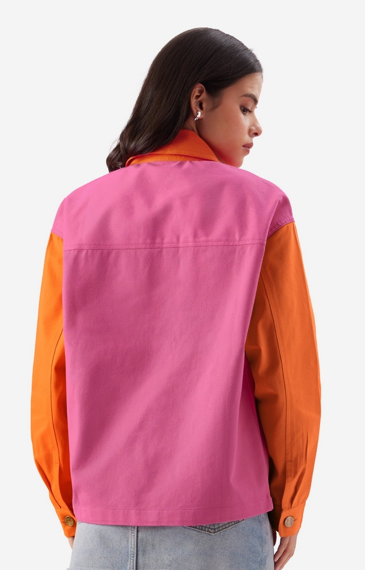 Women's Solids: Pink, Orange (Colourblock) Women's Shackets
