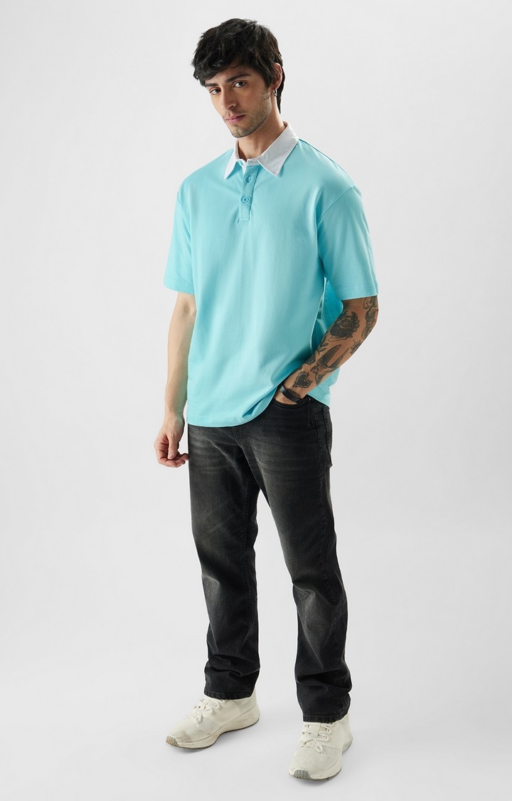 Men's TSS Originals: Airy Blue Oversized Polo T-Shirt