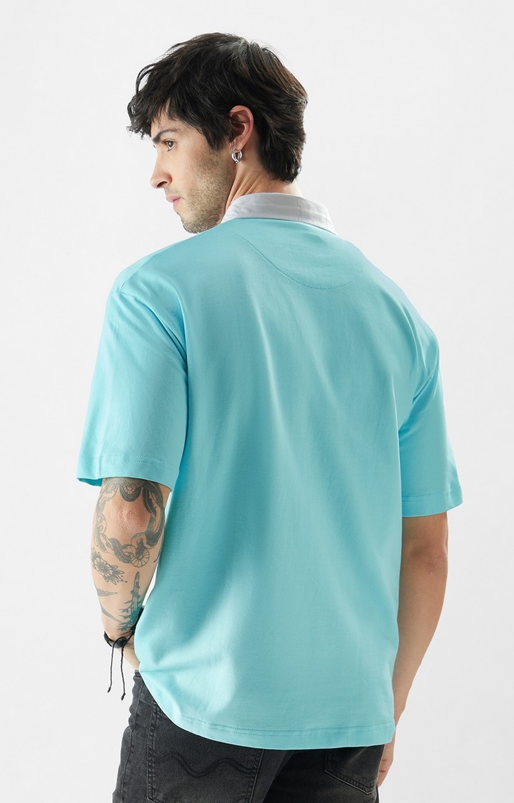 Men's TSS Originals: Airy Blue Oversized Polo T-Shirt