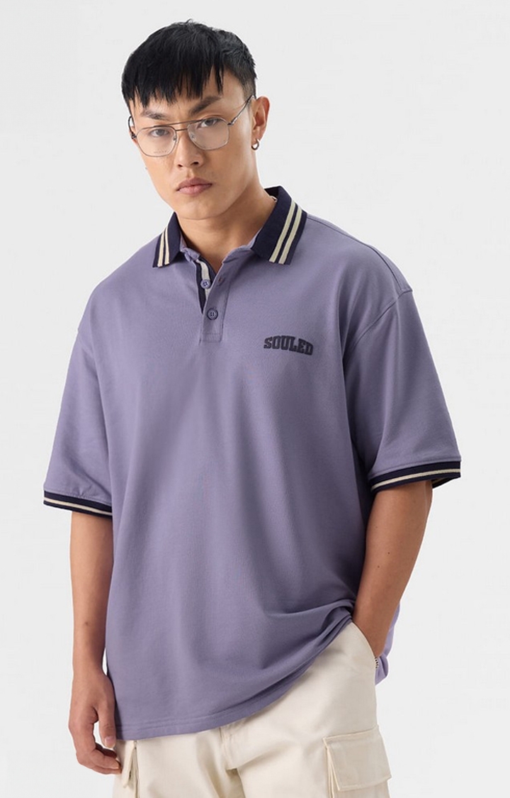 The Souled Store | Men's TSS Originals: Mauve Magic Oversized Polo T-Shirt