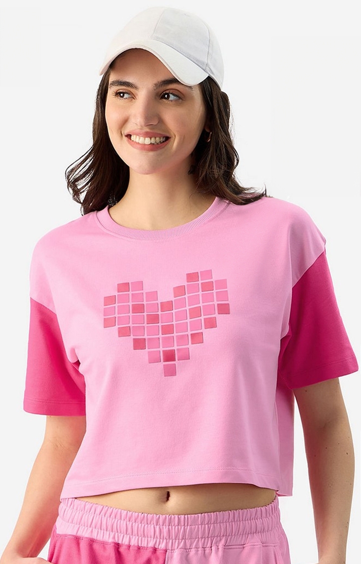 The Souled Store | Women's TSS Originals: In A Heart Beat Women's Oversized Cropped T-Shirt