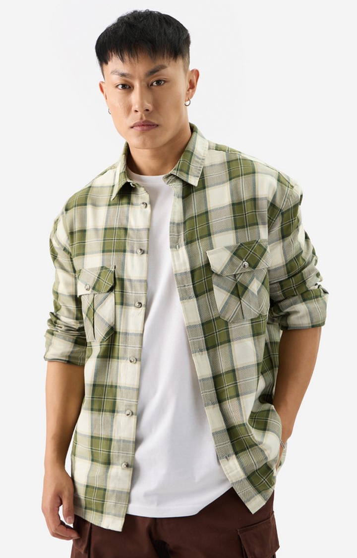 The Souled Store | Men's Olive Utility Casual Shirt