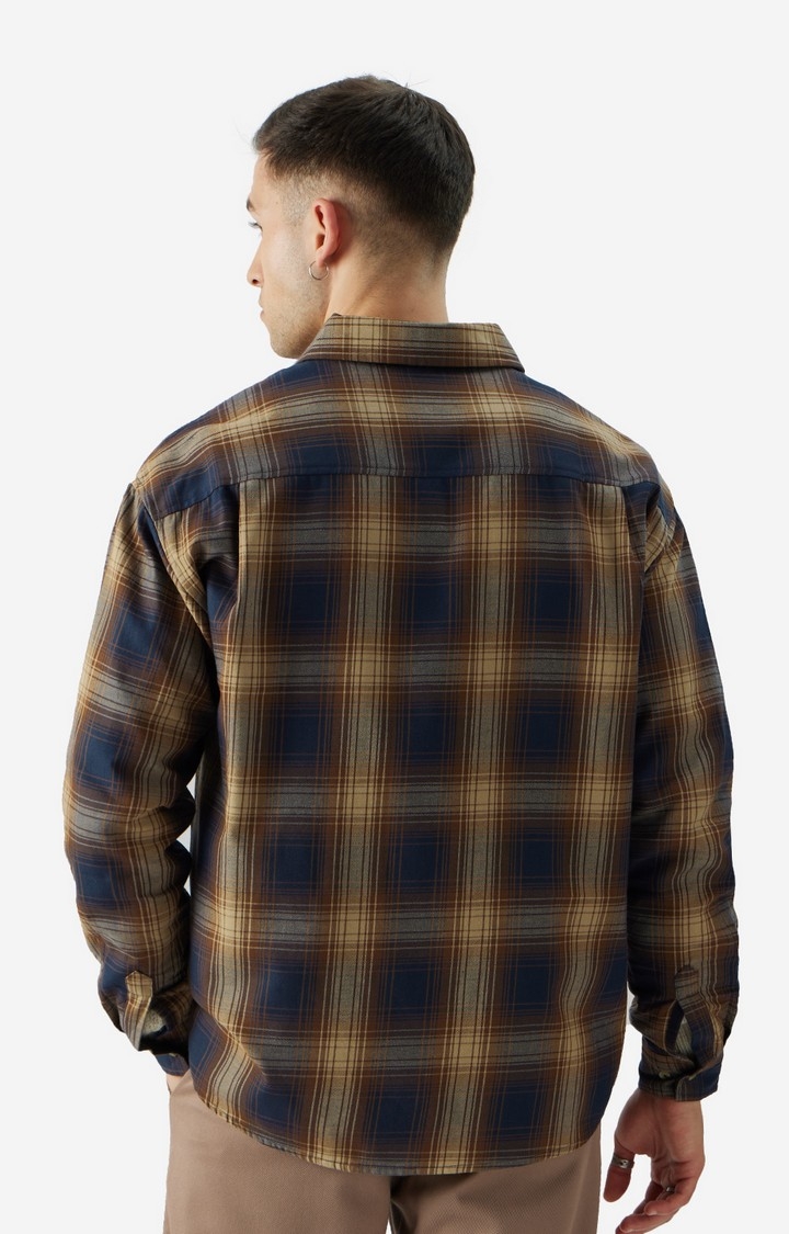 Men's Plaid: Brown & White Men's Relaxed Shirts