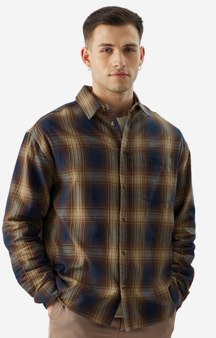 The Souled Store | Men's Plaid: Brown & White Men's Relaxed Shirts