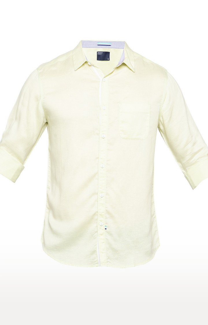 spykar | Men's Yellow Cotton Solid Casual Shirts 5