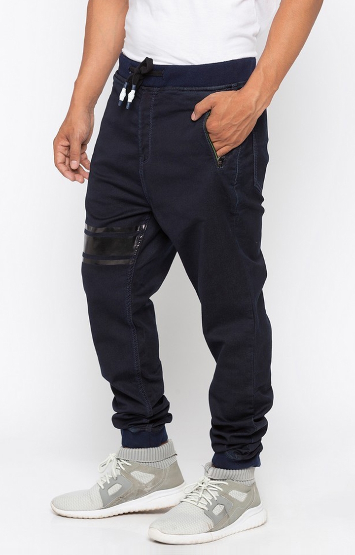 Spykar | Men's Blue Cotton Solid Joggers Jeans 2