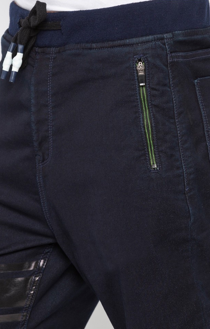 Spykar | Men's Blue Cotton Solid Joggers Jeans 4