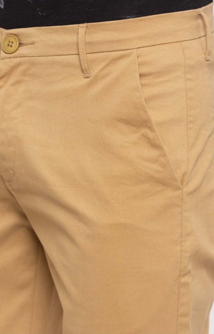 spykar | Men's Brown Cotton Solid Tapered Chinos 4