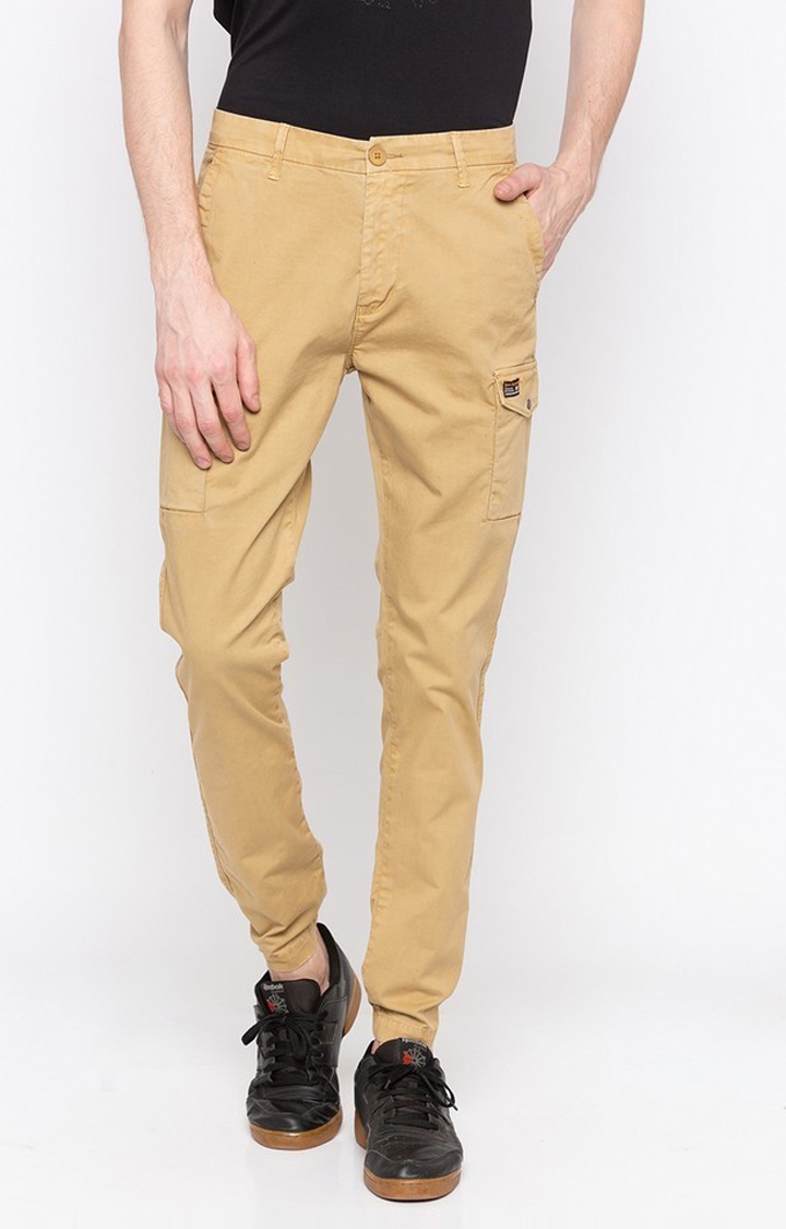 spykar | Men's Brown Cotton Solid Casual Joggers 0