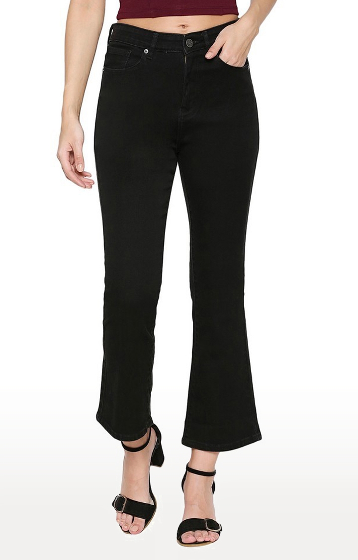spykar | Women's Black Cotton Solid Bootcut Jeans 0