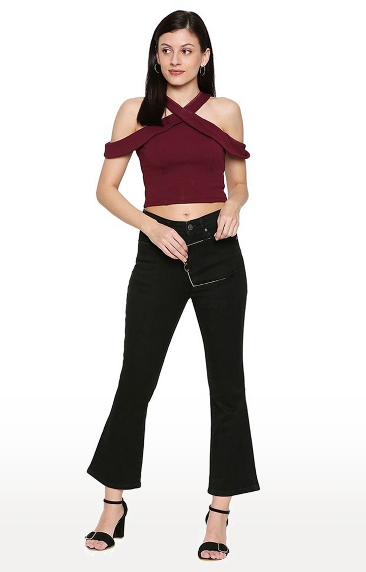 spykar | Women's Black Cotton Solid Bootcut Jeans 1