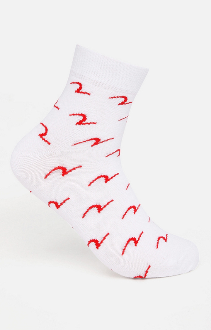 spykar | Spykar White & Red Printed Ankle Length Socks - Pair Of 2 2