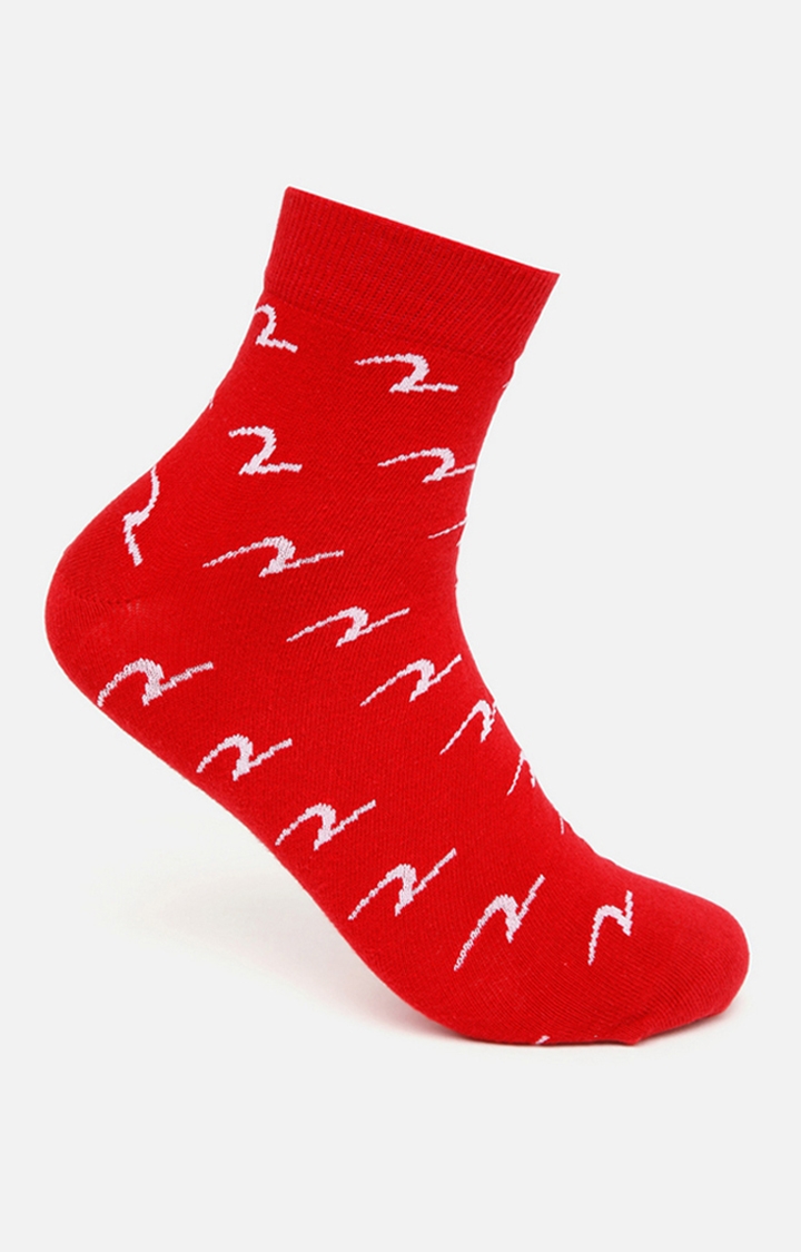 spykar | Spykar White & Red Printed Ankle Length Socks - Pair Of 2 1