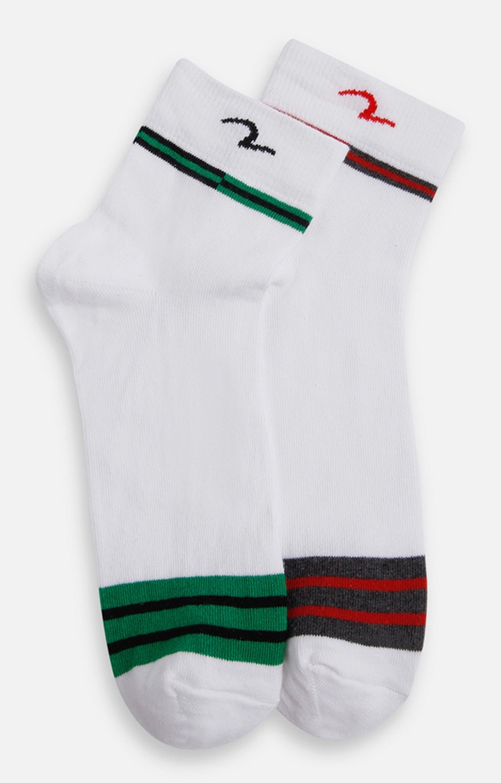 Spykar | Spykar Grey & Green Striped Ankle Length Socks - Pair Of 2 3