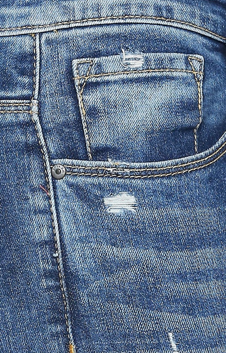Women's Blue Cotton Solid Bootcut Jeans