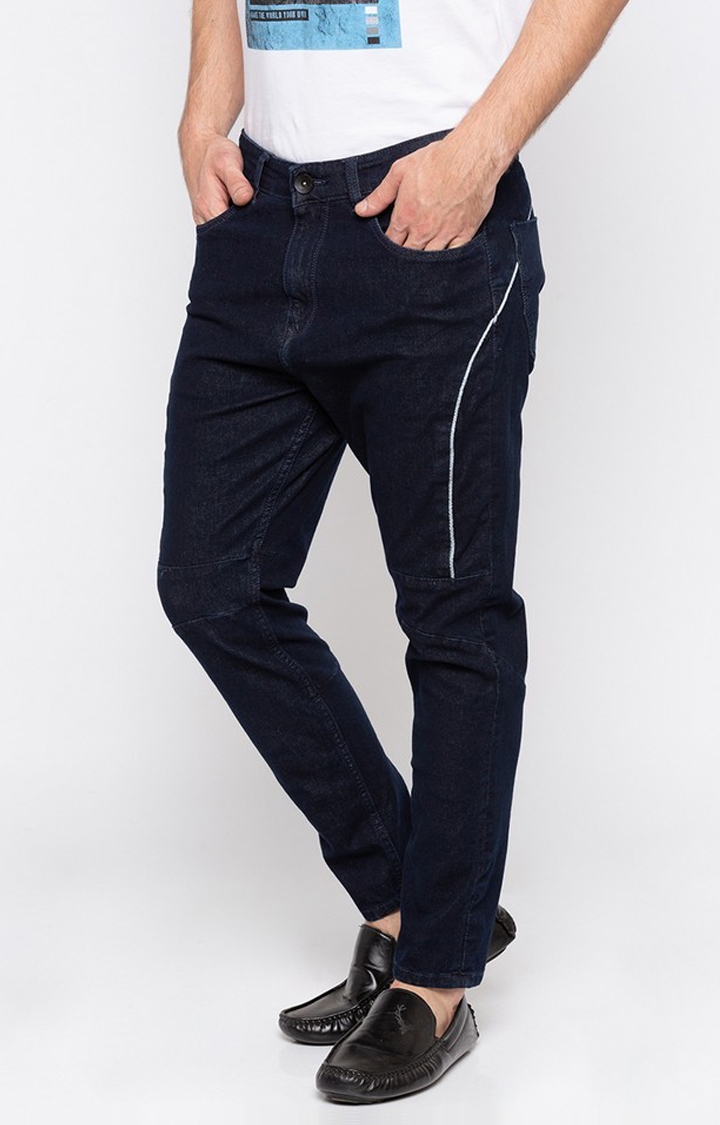spykar | Men's Blue Cotton Solid Joggers Jeans 2