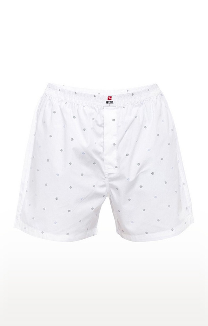 Spykar White Printed Slim Fit Boxers