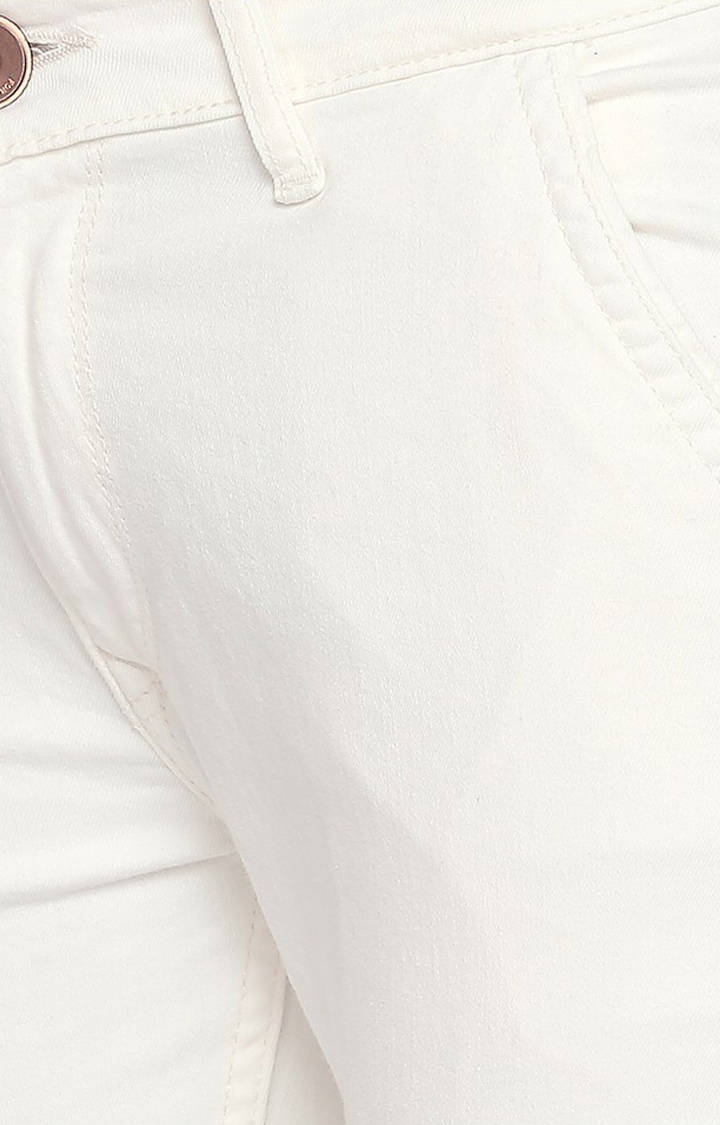 spykar | Men's White Cotton Solid Slim Jeans 4