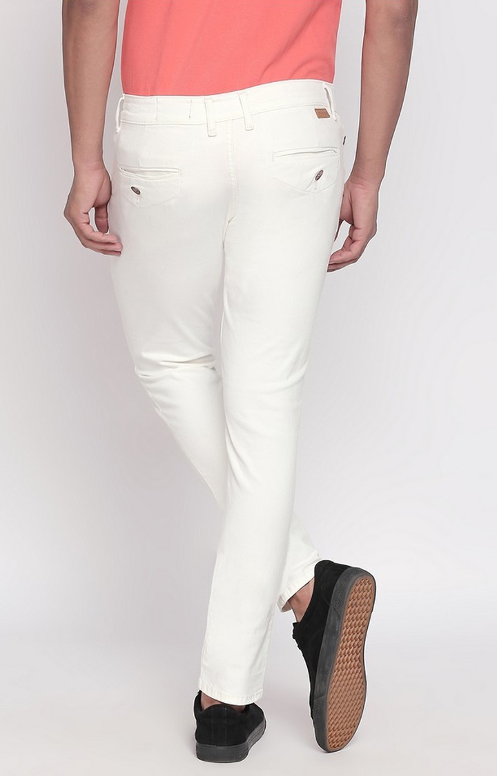 spykar | Men's White Cotton Solid Slim Jeans 3