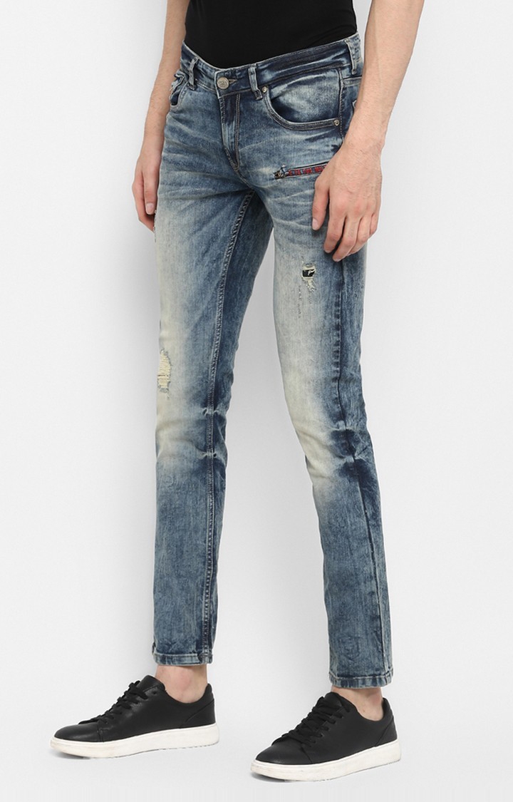 spykar | Men's Blue Cotton Ripped Ripped Jeans 1