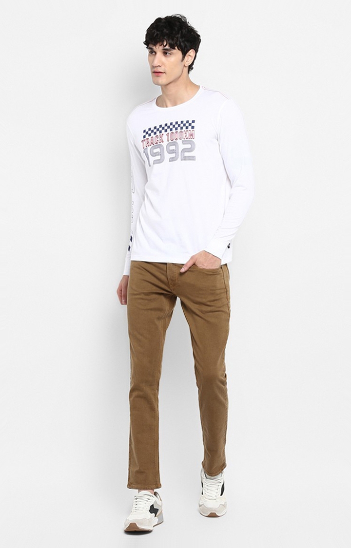 spykar | Men's Brown Cotton Solid Straight Jeans 1