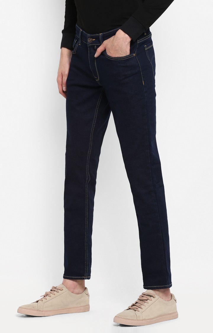 spykar | Men's Blue Cotton Solid Tapered Jeans 1