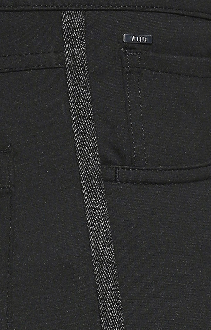 spykar | Men's Black Cotton Solid Tapered Chinos 4