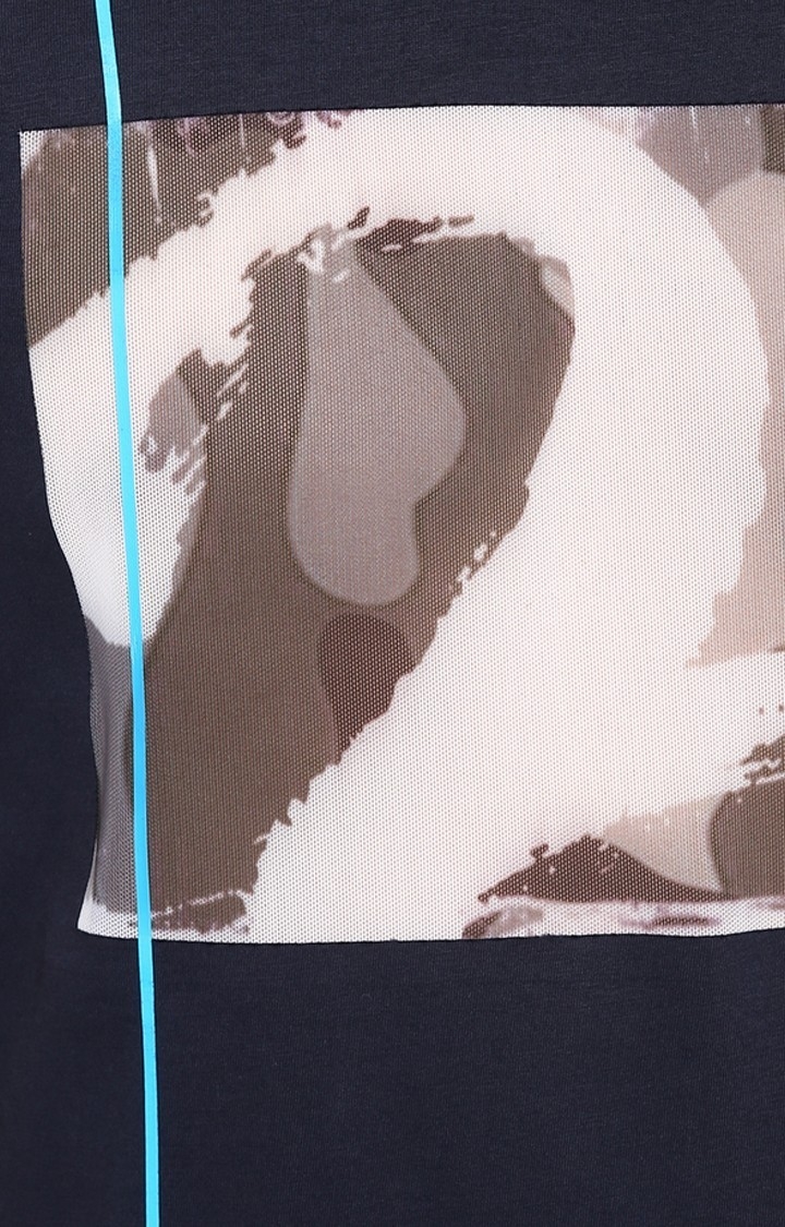 spykar | Spykar Navy Blue Printed Slim Fit T-Shirt 4