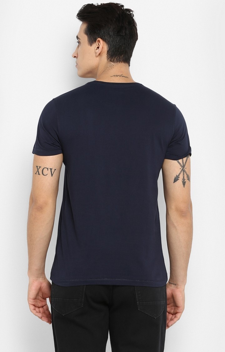 spykar | Spykar Navy Blue Printed Slim Fit T-Shirt 3