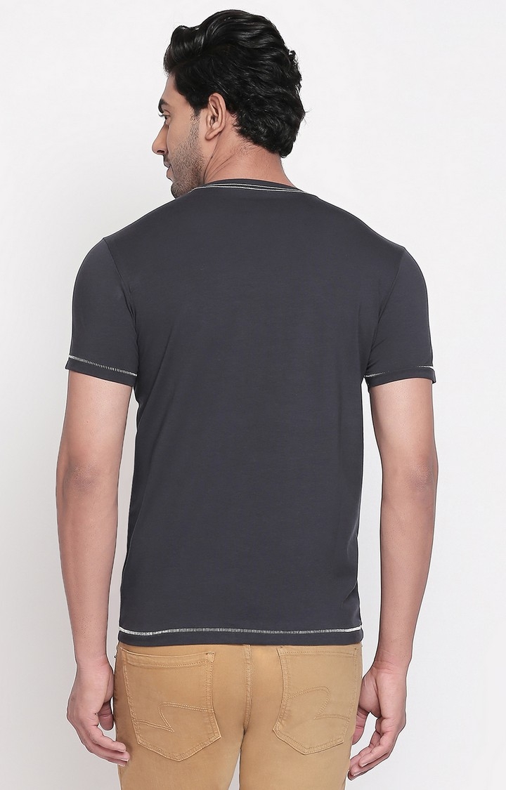 spykar | Spykar Charcoal Printed Slim Fit T-Shirt 2