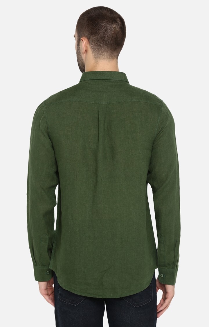 spykar | Men's Green Linen Solid Casual Shirts 3