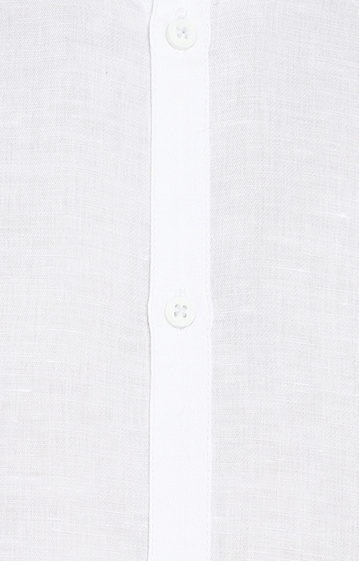 spykar | Men's White Linen Solid Casual Shirts 4