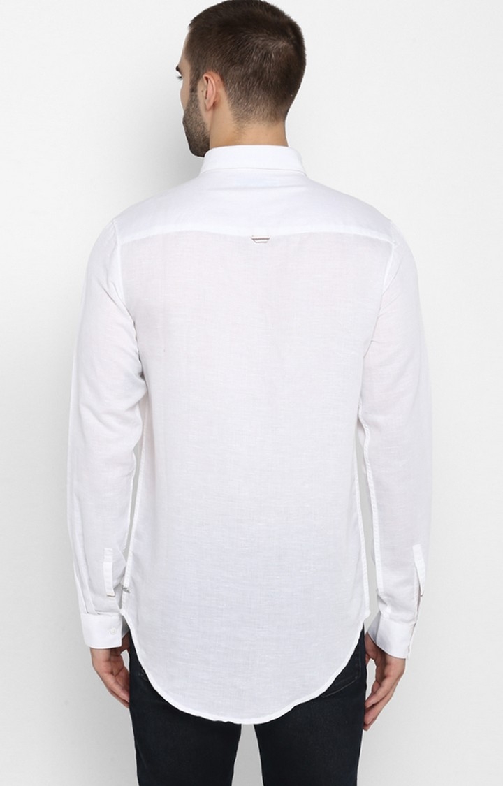 spykar | Men's White Linen Solid Casual Shirts 3