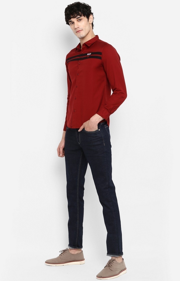 spykar | Men's Red Cotton Striped Casual Shirts 1