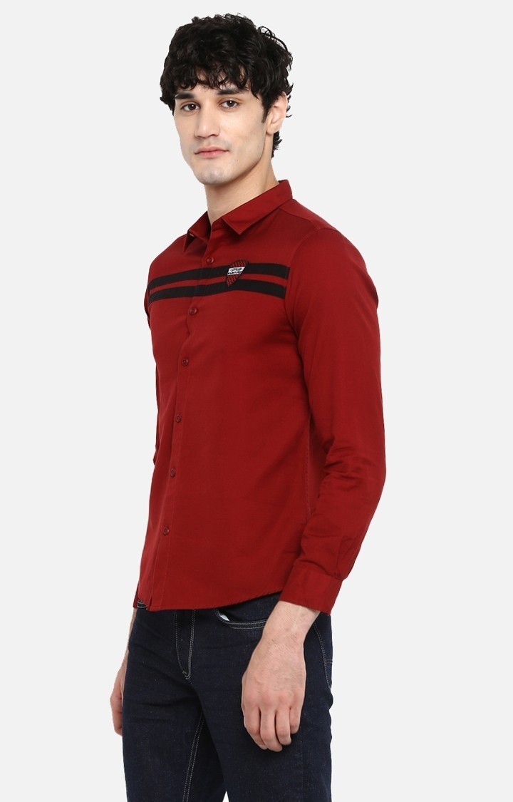 spykar | Men's Red Cotton Striped Casual Shirts 2