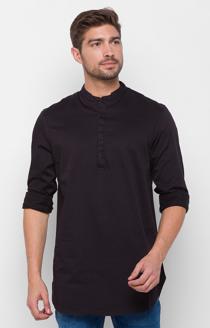 spykar | Men's Black Solid Casual Shirts 0