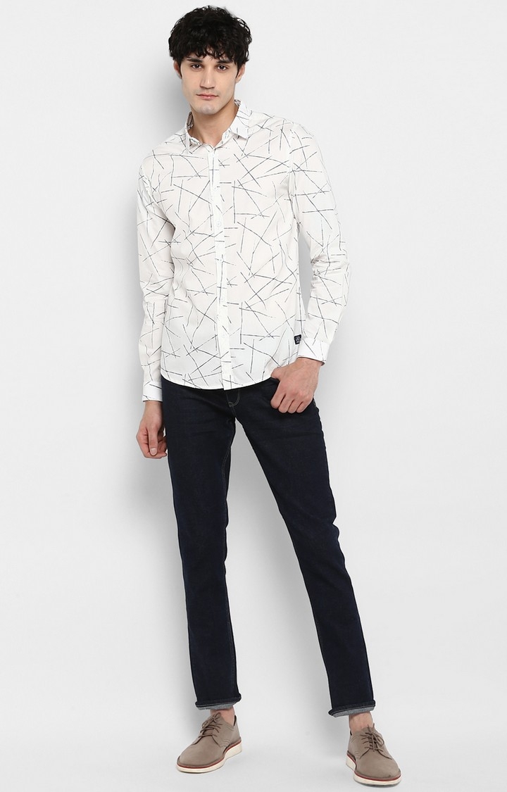 spykar | Men's White Cotton Printed Casual Shirts 1
