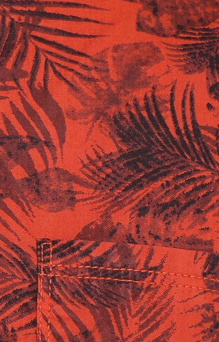 spykar | Men's Orange Cotton Printed Casual Shirts 3