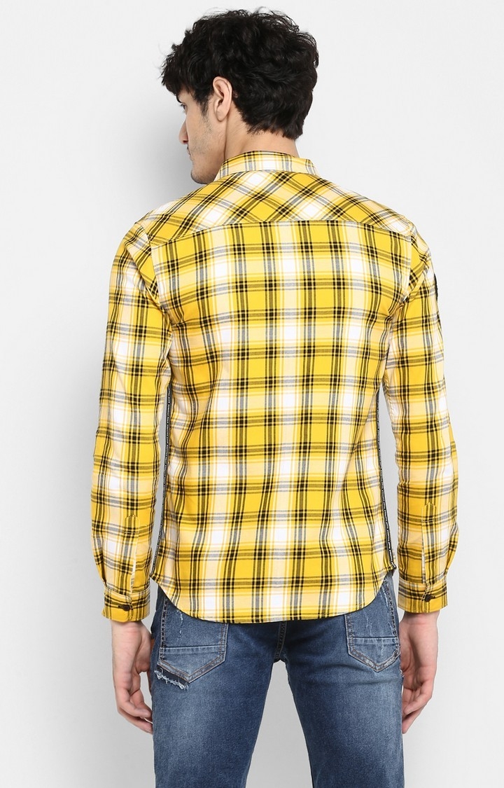 spykar | Men's Yellow Cotton Checked Casual Shirts 2