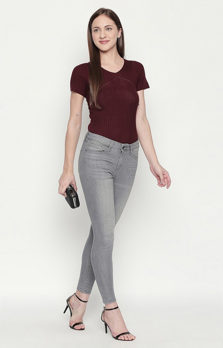 spykar | Women's Grey Cotton Solid Skinny Jeans 1