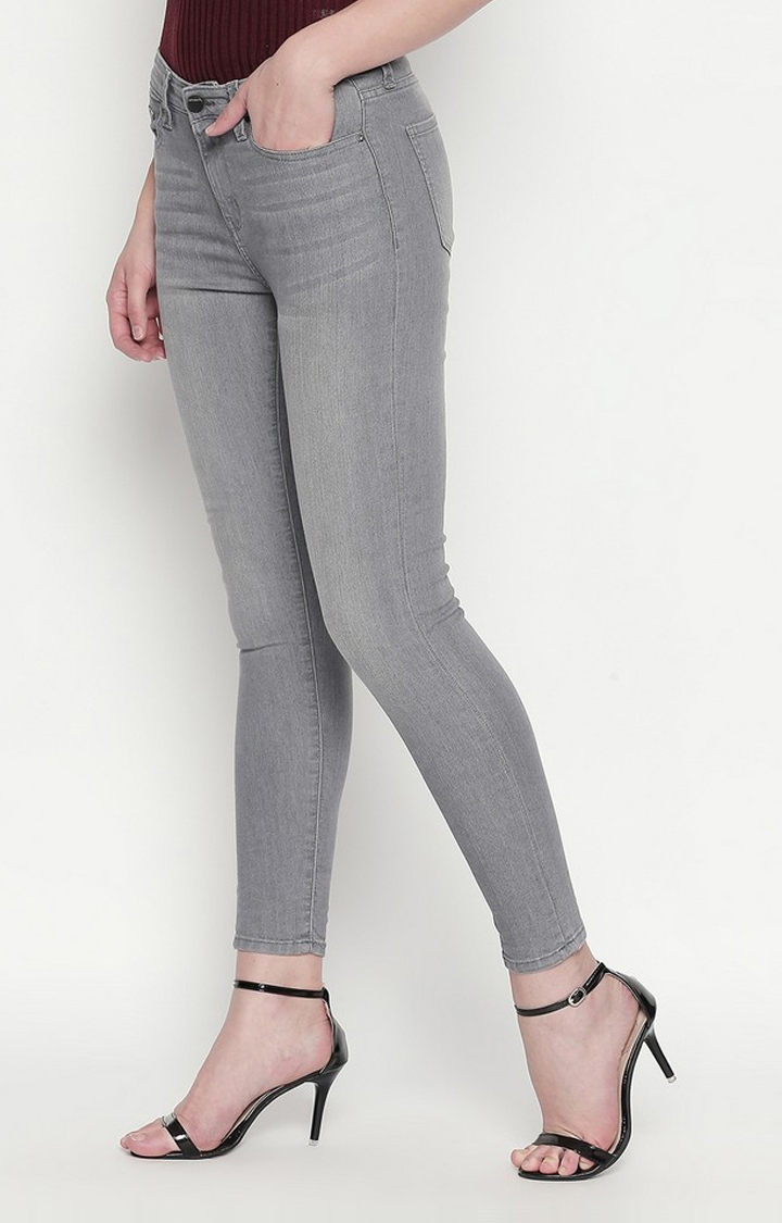 spykar | Women's Grey Cotton Solid Skinny Jeans 2