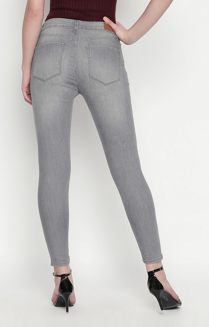 spykar | Women's Grey Cotton Solid Skinny Jeans 3