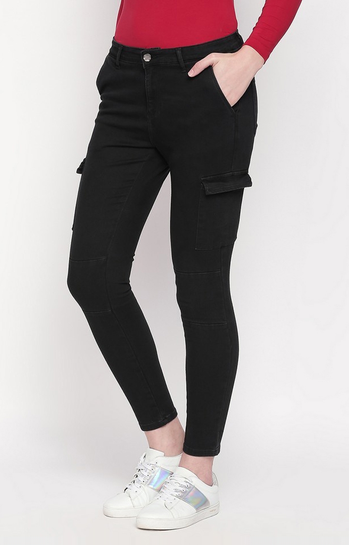spykar | Women's Black Cotton Solid Skinny Jeans 2