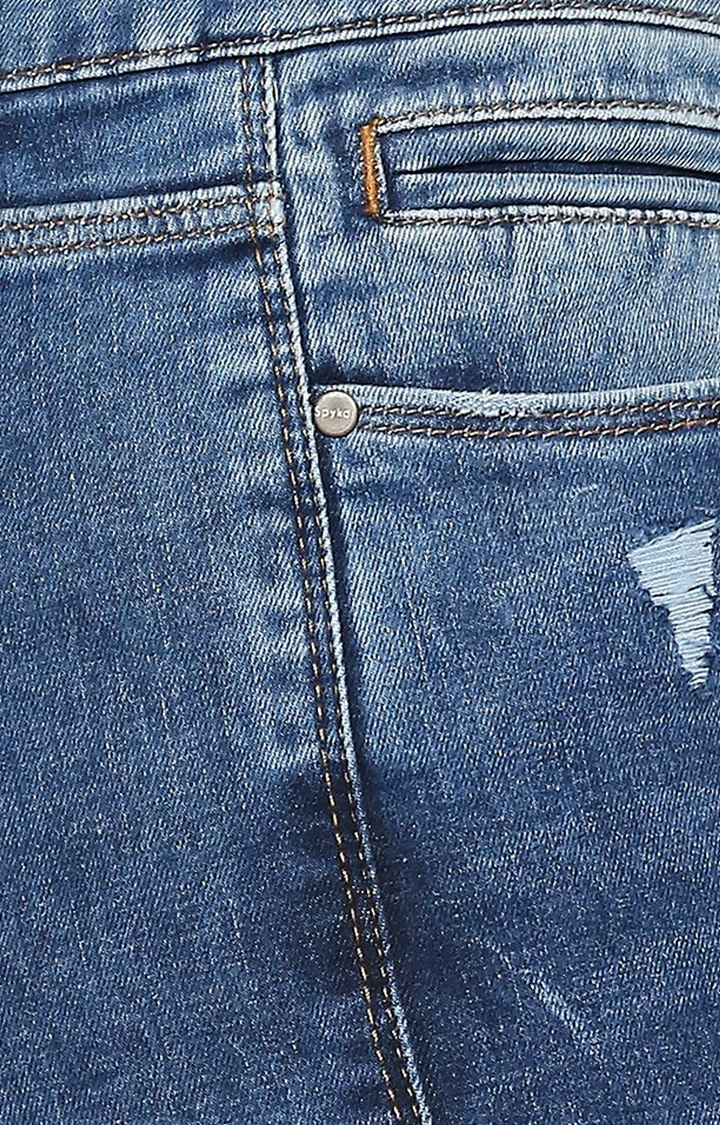 spykar | Women's Blue Cotton Ripped Skinny Jeans 5