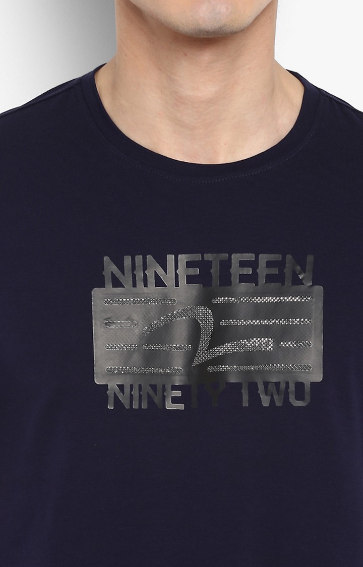 Spykar Navy Blue Printed Slim Fit T-Shirt