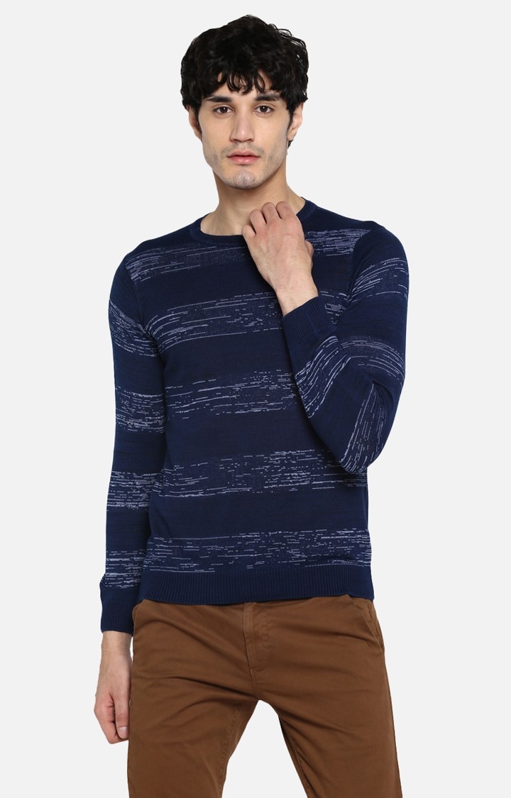 spykar | Spykar Blue Striped Slim Fit T-Shirt 2
