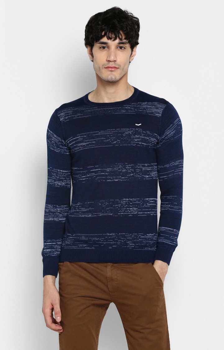 spykar | Spykar Blue Striped Slim Fit T-Shirt 0