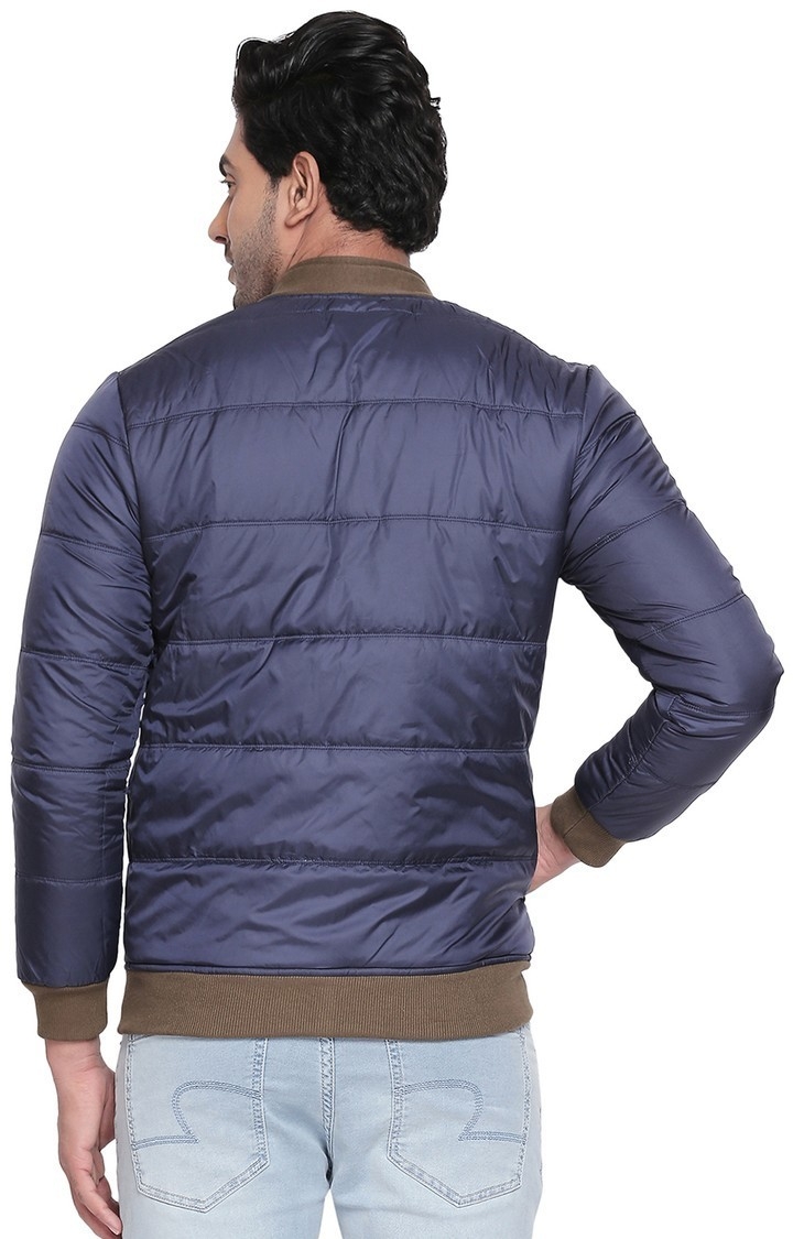 Spykar | Spykar Brown and Blue Solid Slim Fit Reversible Bomber Jackets 2