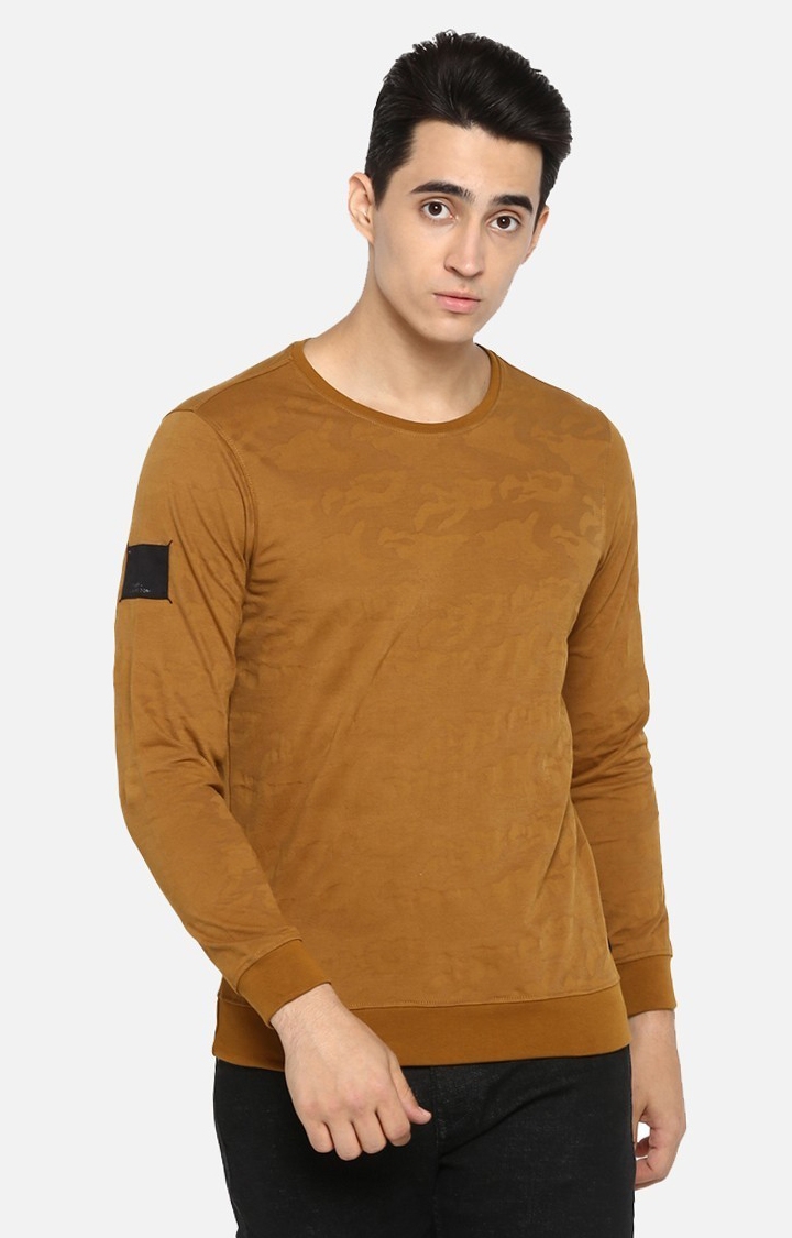 spykar | Spykar Khaki Printed Slim Fit Sweatshirt 0