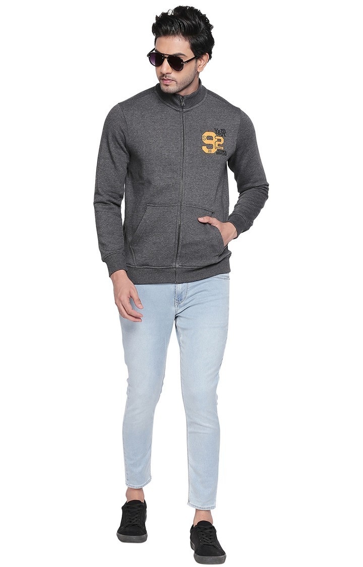 spykar | Spykar Grey Melange Slim Fit Sweatshirt 1